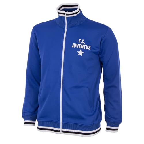 COPA Herren Juventus FC 1975-76 Retro Fußball Jacke Retro Fußball Langer Ausschnitt Jacke XL blau von COPA