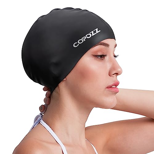 COPOZZ Erwachsene Badekappe, Unisex Wasserdicht Schwimmkappe für Herren Damen, Lange Haare Silikon Swimming Cap Bademütze für Männer Frauen… von COPOZZ