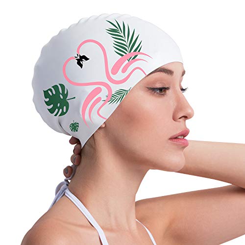 COPOZZ Erwachsene Badekappe, Wasserdicht Schwimmkappe für Damen Mädchen, Lange Haare Silikon Swimming Cap Bademütze für Frauen von COPOZZ