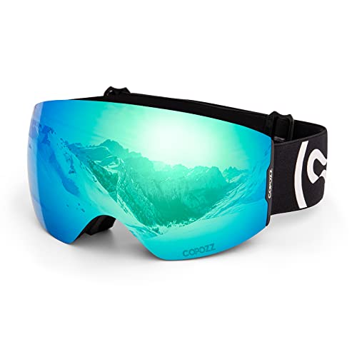 COPOZZ Skibrille, G2 OTG Snowboard Schneebrille gegen Blendung mit Antibeschlag Wechselobjektiv UV-Schutz Helmkompatibel Skibrillen für Männer Frauen Damen Teen von COPOZZ
