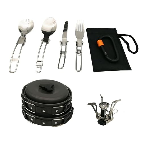 CORHAD 1 Satz Camping-pfannen-Set Campingkochen Outdoor-campingtopf Koch Utensilien Camping-kochgeschirr-Set Rucksackkocher Campingtöpfe Camping Pfanne Aluminiumlegierung Black von CORHAD