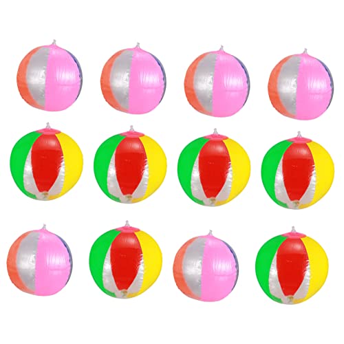 CORHAD 12 STK Leuchtender Strand Ball Kinderspielzeug Strandbälle für Kinder Regenbogen-Wasserbälle Blase Spielzeug für Kinder Toys Wasserball mit Licht aufblasbarer Wasserball PVC von CORHAD