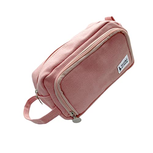 CORHAD 1stk Mäppchen Stifttasche Leinwandhalterständer Schreibwarentasche Für Studenten Aufbewahrungstasche Für Stifte Aufbewahrungstaschen Mit Reißverschluss Süßer Halter Rosa Segeltuch von CORHAD