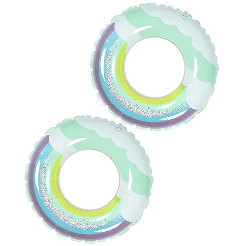 CORHAD 2pcs Schwimmende Schwimmring Regenbogen -Pailletten -Wolken -wolkenmuster Aufblasbare Schwimmringe von CORHAD