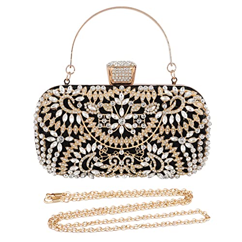 CORIOS Abendtasche Damen Diamant Clutch Bag Kette Shiny Strass Handtasche Klein Tasche Schultertasche Elegante Umhängetasche für Hochzeit Abschlussball Bankett-Party Schwarz CORIOS Abendtasche Damen Diamant Clutch Bag Kette Shiny Strass Handtasche Klein Tasche Schultertasche Elegante Umhängetasche für Hochzeit Abschlussball Bankett-Party Schwarz von CORIOS
