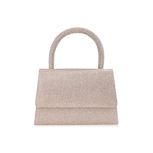 CORIOS Abendtasche Damen Glitzer Henkeltasche Kette Clutch Bag Klein Tasche Hochzeit Brautbörse Glänzend Umhängetasche Elegante Schultertasche für Hochzeit Abschlussball Bankett-Party Champagner von CORIOS