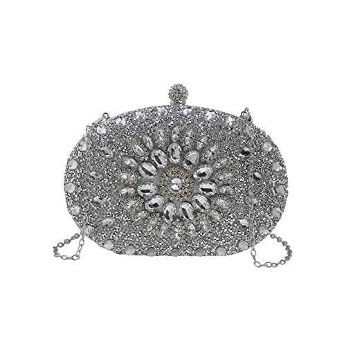 CORIOS Abendtasche Damen Shiny Strass Handtasche Diamant Clutch Bag Klein Tasche Elegante Umhängetasche Kette Schultertasche für Hochzeit Abschlussball Bankett-Party Silber CORIOS Abendtasche Damen Shiny Strass Handtasche Diamant Clutch Bag Klein Tasche Elegante Umhängetasche Kette Schultertasche für Hochzeit Abschlussball Bankett-Party Silber von CORIOS