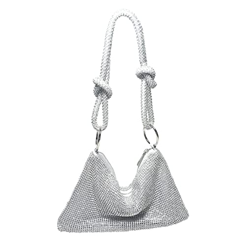CORIOS Abendtasche Damen Shiny Strass Handtasche Glitzer Umhängetasche Diamant Clutch Bag Klein Tasche Strasssteine Schultertasche für Hochzeit Abschlussball Bankett-Party Silber CORIOS Abendtasche Damen Shiny Strass Handtasche Glitzer Umhängetasche Diamant Clutch Bag Klein Tasche Strasssteine Schultertasche für Hochzeit Abschlussball Bankett-Party Silber von CORIOS