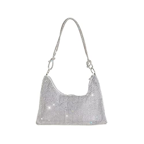 CORIOS Abendtasche Damen Strass Handtasche Strasssteine Schultertasche Shiny Diamant Clutch Bag Klein Tasche Glitzer Umhängetasche für Hochzeit Bankett-Party Abschlussball Silber CORIOS Abendtasche Damen Strass Handtasche Strasssteine Schultertasche Shiny Diamant Clutch Bag Klein Tasche Glitzer Umhängetasche für Hochzeit Bankett-Party Abschlussball Silber von CORIOS