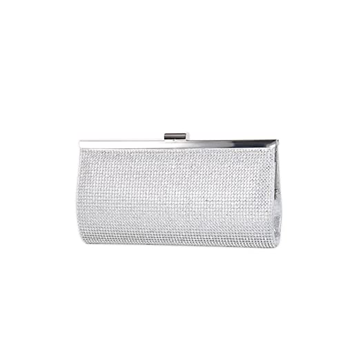 CORIOS Abendtasche Damen Strasssteine Clutch Bag Strass Handtasche Diamant Klein Tasche Kette Elegante Schultertasche Umhängetasche für Hochzeit Bankett-Party Abschlussball Silber von CORIOS