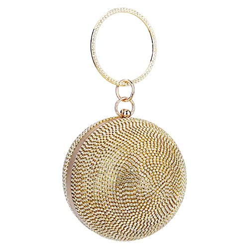 CORIOS Abendtasche Strass Damen Runde Kugel Diamant Clutch Bag Klein Tasche Schultertasche Abnehmbarer Kette Handtasche Umhängetasche für Hochzeit Abendparty Tanzparty Bankett Geburtstag Gold CORIOS Abendtasche Strass Damen Runde Kugel Diamant Clutch Bag Klein Tasche Schultertasche Abnehmbarer Kette Handtasche Umhängetasche für Hochzeit Abendparty Tanzparty Bankett Geburtstag Gold von CORIOS