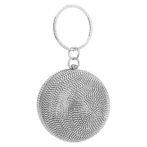 CORIOS Abendtasche Strass Damen Runde Kugel Diamant Clutch Bag Klein Tasche Schultertasche Abnehmbarer Kette Handtasche Umhängetasche für Hochzeit Abendparty Tanzparty Bankett Geburtstag Silber A CORIOS Abendtasche Strass Damen Runde Kugel Diamant Clutch Bag Klein Tasche Schultertasche Abnehmbarer Kette Handtasche Umhängetasche für Hochzeit Abendparty Tanzparty Bankett Geburtstag Silber A von CORIOS