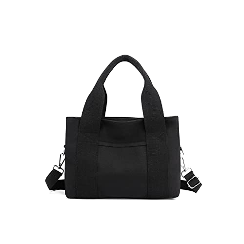 CORIOS Canvas Schultertasche Damen Handtasche Casual Umhängetasche Mittlere Kapazität Henkeltaschen Multifunktionale Tote Beutel Mode Arbeit Shopper Reise Alltag Tragetasche Schwarz von CORIOS