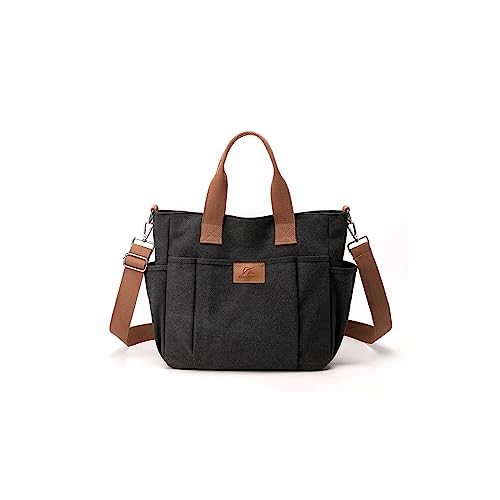 CORIOS Canvas Schultertasche Damen Handtasche Große Kapazität Umhängetasche Casual Henkeltaschen Multifunktionale Tote Beutel Tragetasche für Shopper Arbeit Reise Schwarz CORIOS Canvas Schultertasche Damen Handtasche Große Kapazität Umhängetasche Casual Henkeltaschen Multifunktionale Tote Beutel Tragetasche für Shopper Arbeit Reise Schwarz von CORIOS