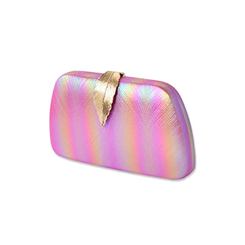 CORIOS Clutch Damen Glitter Handtasche Kette Abendtasche Umhängetasche mit Blatt Schnalle Verschluss Portemonnaie Tasche Glänzend Schultertasche für Cocktailparty Abendparty Tanzparty Rosa von CORIOS