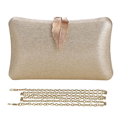 CORIOS Clutch Damen Kette Abendtasche Glitter Handtasche Glänzend Schultertasche Umhängetasche mit Blatt Schnalle Verschluss Portemonnaie Tasche für Cocktailparty Abendparty Tanzparty Gold CORIOS Clutch Damen Kette Abendtasche Glitter Handtasche Glänzend Schultertasche Umhängetasche mit Blatt Schnalle Verschluss Portemonnaie Tasche für Cocktailparty Abendparty Tanzparty Gold von CORIOS