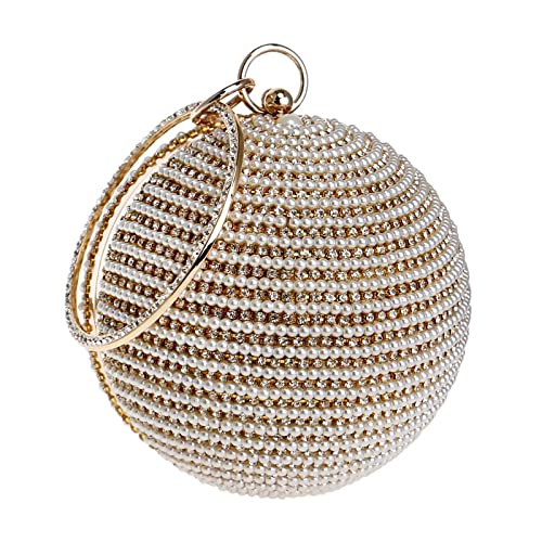CORIOS Clutch Damen Perlen Abendtasche Runde Kugel Strass Clutch Bag Klein Tasche Schultertasche Abnehmbarer Kette Umhängetasche für Hochzeit Abendparty Geburtstag Tanzparty Bankett Gold CORIOS Clutch Damen Perlen Abendtasche Runde Kugel Strass Clutch Bag Klein Tasche Schultertasche Abnehmbarer Kette Umhängetasche für Hochzeit Abendparty Geburtstag Tanzparty Bankett Gold von CORIOS
