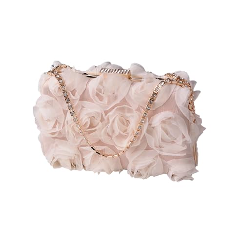 CORIOS Damen Abendtasche Blumen Clutch Tasche Elegante Handtasche Mini Rose Schultertasche Luxuriös Umhängetasche für Hochzeit Bankett-Party Abschlussball Champagner CORIOS Damen Abendtasche Blumen Clutch Tasche Elegante Handtasche Mini Rose Schultertasche Luxuriös Umhängetasche für Hochzeit Bankett-Party Abschlussball Champagner von CORIOS