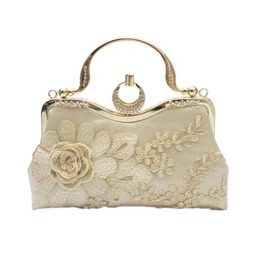 CORIOS Damen Abendtasche Blumenstickerei Clutch Hochzeit Brautbörse Handtasche Retro Schultertasche Elegante Umhängetasche Luxuriös Bankett-Party Klein Tasche Gold CORIOS Damen Abendtasche Blumenstickerei Clutch Hochzeit Brautbörse Handtasche Retro Schultertasche Elegante Umhängetasche Luxuriös Bankett-Party Klein Tasche Gold von CORIOS