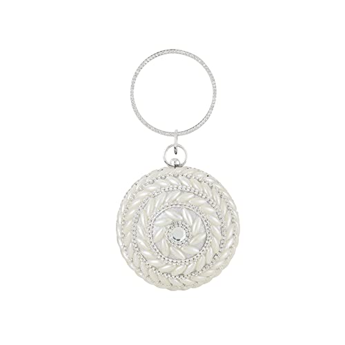 CORIOS Damen Abendtasche Runde Kugel Strass Clutch Bag Perlen Handtasch Abnehmbarer Kette Klein Tasche Schultertasche Umhängetasche für Hochzeit Abendparty Geburtstag Bankett Tanzparty Silber CORIOS Damen Abendtasche Runde Kugel Strass Clutch Bag Perlen Handtasch Abnehmbarer Kette Klein Tasche Schultertasche Umhängetasche für Hochzeit Abendparty Geburtstag Bankett Tanzparty Silber von CORIOS