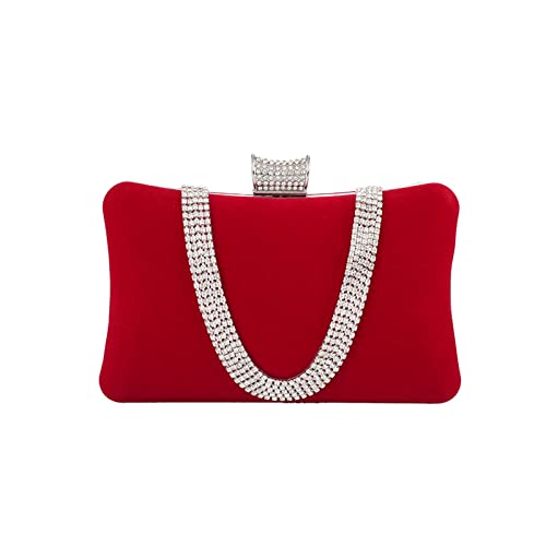 CORIOS Damen Abendtasche Samt Clutch Bag Glitter Strass Handtasche Kette Tasche Shining Portemonnaie Elegante Umhängetasche Glänzend Schultertasche für Cocktail Party Abendparty Tanzparty Rot CORIOS Damen Abendtasche Samt Clutch Bag Glitter Strass Handtasche Kette Tasche Shining Portemonnaie Elegante Umhängetasche Glänzend Schultertasche für Cocktail Party Abendparty Tanzparty Rot von CORIOS