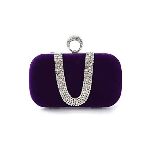 CORIOS Damen Abendtasche Samt Clutch Tasche Glitter Strass Handtasche Glänzend Schultertasche Kette Tasche Elegante Umhängetasche Shining Portemonnaie für Cocktail Party Abendparty Tanzparty Lila CORIOS Damen Abendtasche Samt Clutch Tasche Glitter Strass Handtasche Glänzend Schultertasche Kette Tasche Elegante Umhängetasche Shining Portemonnaie für Cocktail Party Abendparty Tanzparty Lila von CORIOS