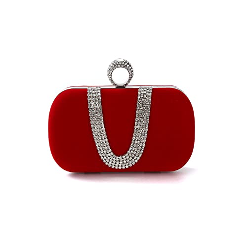 CORIOS Damen Abendtasche Samt Clutch Tasche Glitter Strass Handtasche Glänzend Schultertasche Kette Tasche Elegante Umhängetasche Shining Portemonnaie für Cocktail Party Abendparty Tanzparty Rot CORIOS Damen Abendtasche Samt Clutch Tasche Glitter Strass Handtasche Glänzend Schultertasche Kette Tasche Elegante Umhängetasche Shining Portemonnaie für Cocktail Party Abendparty Tanzparty Rot von CORIOS