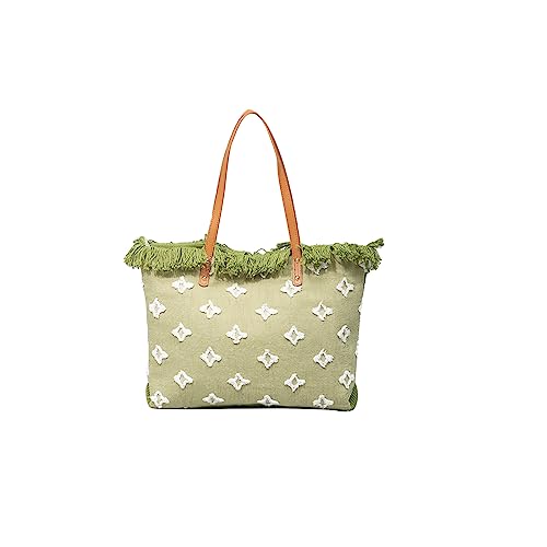 CORIOS Damen Canvas Handtasche Böhmische Tote Beutel Sommer Strand Tasche Quasten Schultertasche Große Henkeltaschen Bunte Gestrickte Tasche für Reise Urlaub Strand Täglicher Gebrauch Hellgrün CORIOS Damen Canvas Handtasche Böhmische Tote Beutel Sommer Strand Tasche Quasten Schultertasche Große Henkeltaschen Bunte Gestrickte Tasche für Reise Urlaub Strand Täglicher Gebrauch Hellgrün von CORIOS