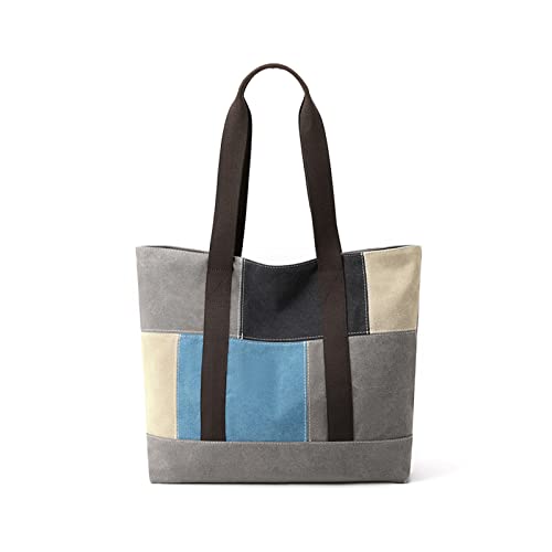 CORIOS Damen Canvas Handtasche Patchwork Henkeltasche Casual Tragetasche Große Kapazität Tote Beutel Multifunktionale Schultertasche Vintage Henkeltaschen für Schule Arbeit Shopper Reise Blau CORIOS Damen Canvas Handtasche Patchwork Henkeltasche Casual Tragetasche Große Kapazität Tote Beutel Multifunktionale Schultertasche Vintage Henkeltaschen für Schule Arbeit Shopper Reise Blau von CORIOS