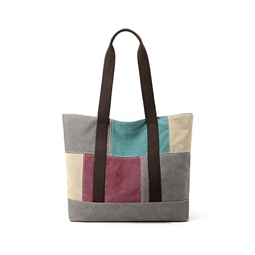 CORIOS Damen Canvas Handtasche Patchwork Henkeltasche Casual Tragetasche Große Kapazität Tote Beutel Multifunktionale Schultertasche Vintage Henkeltaschen für Schule Arbeit Shopper Reise Lila CORIOS Damen Canvas Handtasche Patchwork Henkeltasche Casual Tragetasche Große Kapazität Tote Beutel Multifunktionale Schultertasche Vintage Henkeltaschen für Schule Arbeit Shopper Reise Lila von CORIOS