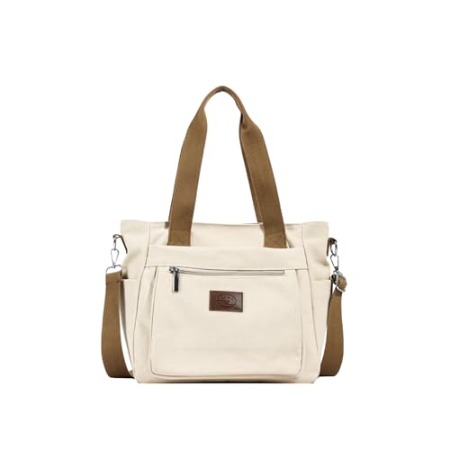 CORIOS Damen Canvas Schultertasche Große Kapazität Handtasche Casual Umhängetasche Multifunktionale Tragetasche Leichtgewicht Tote Beutel Reise Shopper Arbeit Henkeltaschen Beige CORIOS Damen Canvas Schultertasche Große Kapazität Handtasche Casual Umhängetasche Multifunktionale Tragetasche Leichtgewicht Tote Beutel Reise Shopper Arbeit Henkeltaschen Beige von CORIOS
