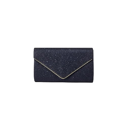 CORIOS Damen Clutch Glänzende Pailletten Abendtaschen Envelope Handtasche Hochzeit Brautbörse Schultertasche mit Abnehmbarer Kette Elegante Umhängetasche Dunkelblau von CORIOS