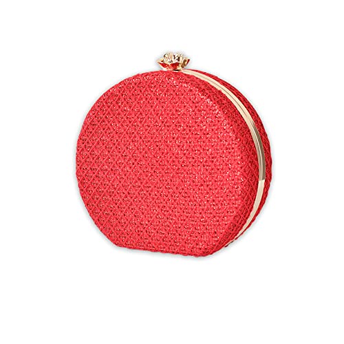 CORIOS Damen Clutch Rund Abendtasche Elegant Handtasche Abnehmbarer Kette Schultertasche Luxus Portemonnaie Tasche Brauttasche Messenger Bag für Hochzeit Abendparty Tanzparty Bankett Rot CORIOS Damen Clutch Rund Abendtasche Elegant Handtasche Abnehmbarer Kette Schultertasche Luxus Portemonnaie Tasche Brauttasche Messenger Bag für Hochzeit Abendparty Tanzparty Bankett Rot von CORIOS