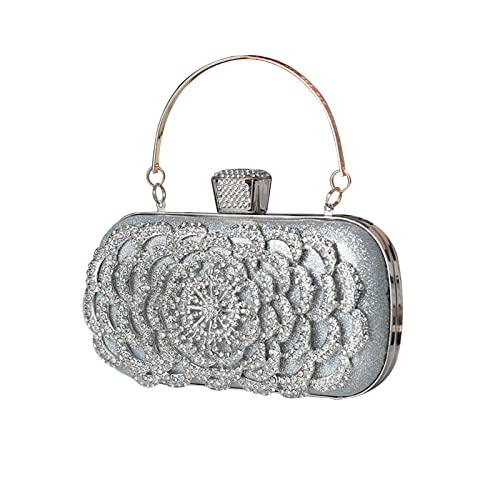 CORIOS Damen Clutch Strass Abendtasche Glitzer Diamant Handtasche Abnehmbarer Kette Tasche Elegante Schultertasche Kleine Umhängetasche für Hochzeit Party Abschlussball Silber CORIOS Damen Clutch Strass Abendtasche Glitzer Diamant Handtasche Abnehmbarer Kette Tasche Elegante Schultertasche Kleine Umhängetasche für Hochzeit Party Abschlussball Silber von CORIOS