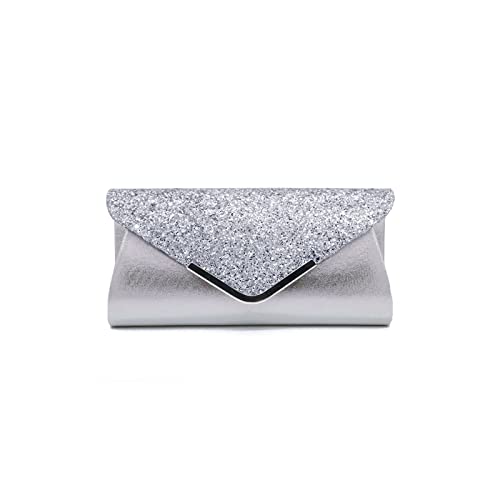 CORIOS Damen Clutch Tasche Envelope Abendtasche Pailletten Henkeltasche Glitzer Hochzeit Brautbörse Glänzend Umhängetasche Elegante Schultertasche für Hochzeit Abschlussball Bankett-Party Silber CORIOS Damen Clutch Tasche Envelope Abendtasche Pailletten Henkeltasche Glitzer Hochzeit Brautbörse Glänzend Umhängetasche Elegante Schultertasche für Hochzeit Abschlussball Bankett-Party Silber von CORIOS