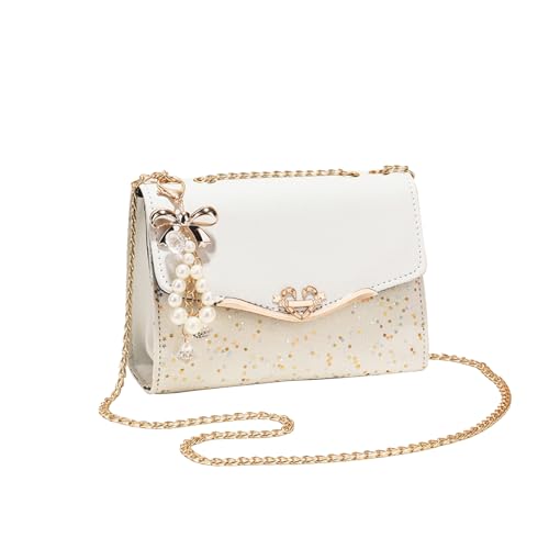 CORIOS Damen Elegant Schultertasche PU Leder Handtasche Pailletten Umhängetasche Mittel Kapazität Henkeltasche Tragetasche Mode Henkeltaschen Tote Beutel Weiß CORIOS Damen Elegant Schultertasche PU Leder Handtasche Pailletten Umhängetasche Mittel Kapazität Henkeltasche Tragetasche Mode Henkeltaschen Tote Beutel Weiß von CORIOS