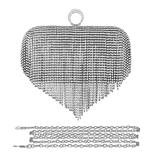 CORIOS Damen Glitzer Clutch Strass Fransen Abendtasche Strass Fransen Abendtasche Braut Handtasche Abnehmbarer Kette Umhängetasche Schultertasche für Hochzeit Abendparty Tanzparty Schwarz CORIOS Damen Glitzer Clutch Strass Fransen Abendtasche Strass Fransen Abendtasche Braut Handtasche Abnehmbarer Kette Umhängetasche Schultertasche für Hochzeit Abendparty Tanzparty Schwarz von CORIOS