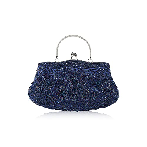 CORIOS Damen Handgemachte Perle Handtasche Floral Abendtasche Vintage Clutch Tasche Elegante Schultertasche Klein Tasche Kette Umhängetasche Hochzeit Bankett-Party Abschlussball Tasche Blau CORIOS Damen Handgemachte Perle Handtasche Floral Abendtasche Vintage Clutch Tasche Elegante Schultertasche Klein Tasche Kette Umhängetasche Hochzeit Bankett-Party Abschlussball Tasche Blau von CORIOS