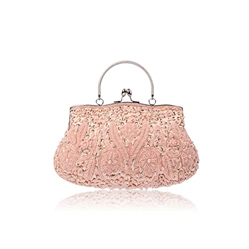 CORIOS Damen Handgemachte Perle Handtasche Floral Abendtasche Vintage Clutch Tasche Elegante Schultertasche Klein Tasche Kette Umhängetasche Hochzeit Bankett-Party Abschlussball Tasche Champagner CORIOS Damen Handgemachte Perle Handtasche Floral Abendtasche Vintage Clutch Tasche Elegante Schultertasche Klein Tasche Kette Umhängetasche Hochzeit Bankett-Party Abschlussball Tasche Champagner von CORIOS