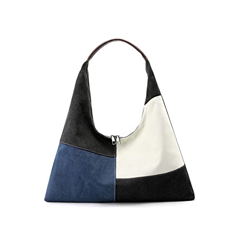 CORIOS Damen Handtasche Canvas Achseltasche Patchwork Henkeltasche Casual Tragetasche Multifunktionale Schultertasche Vintage Tote Beutel Unterarmtasche für Schule Arbeit Reise Shopper Blau CORIOS Damen Handtasche Canvas Achseltasche Patchwork Henkeltasche Casual Tragetasche Multifunktionale Schultertasche Vintage Tote Beutel Unterarmtasche für Schule Arbeit Reise Shopper Blau von CORIOS