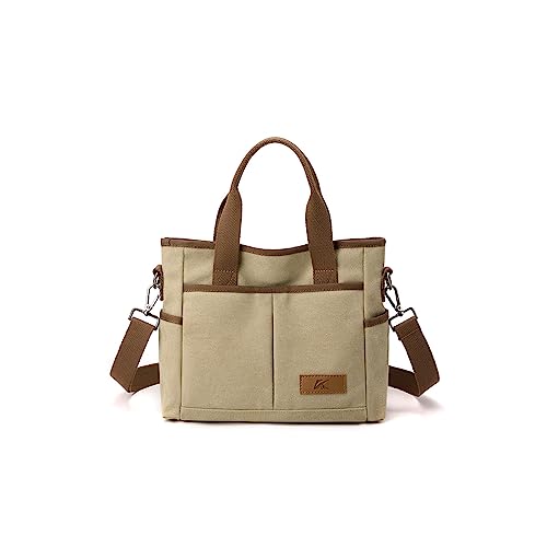 CORIOS Damen Handtasche Canvas Schultertasche Casual Umhängetasche Mittlere Kapazität Tragetasche Mode Tote Beutel Multifunktionale Henkeltaschen für Alltag Arbeit Reise Shopper Khaki CORIOS Damen Handtasche Canvas Schultertasche Casual Umhängetasche Mittlere Kapazität Tragetasche Mode Tote Beutel Multifunktionale Henkeltaschen für Alltag Arbeit Reise Shopper Khaki von CORIOS