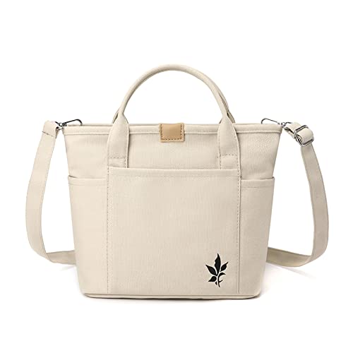 CORIOS Damen Handtasche Canvas Schultertasche Henkeltasche Multifunktionale Umhängetasche Tragetasche Casual Tote Beutel Henkeltaschen für Arbeit Schule Shopper Reise Alltag Weiß von CORIOS