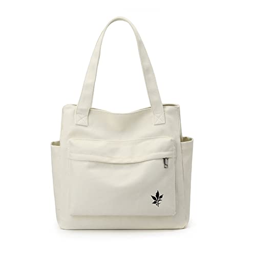 CORIOS Damen Handtasche Canvas Schultertasche Multifunktionale Henkeltaschen Casual Unterarmtasche Henkeltasche Tragetasche Tote Beutel für Arbeit Schule Shopper Reise Alltag Weiß CORIOS Damen Handtasche Canvas Schultertasche Multifunktionale Henkeltaschen Casual Unterarmtasche Henkeltasche Tragetasche Tote Beutel für Arbeit Schule Shopper Reise Alltag Weiß von CORIOS