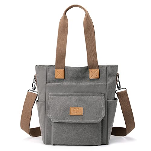CORIOS Damen Handtasche Canvas Schultertasche Umhängetasche Casual Henkeltaschen Tote Beutel Groß Tragetasche Hobo Tasche für Arbeit Schule Shopper Reise Alltag Grau CORIOS Damen Handtasche Canvas Schultertasche Umhängetasche Casual Henkeltaschen Tote Beutel Groß Tragetasche Hobo Tasche für Arbeit Schule Shopper Reise Alltag Grau von CORIOS