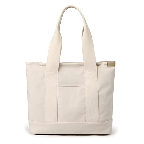 CORIOS Damen Henkeltaschen Canvas Tragetasche Große Kapazität Handtasche Multifunktionale Schultertasche Casual Tote Beutel Henkeltasche für Arbeit Schule Reise Shopper Weiß von CORIOS