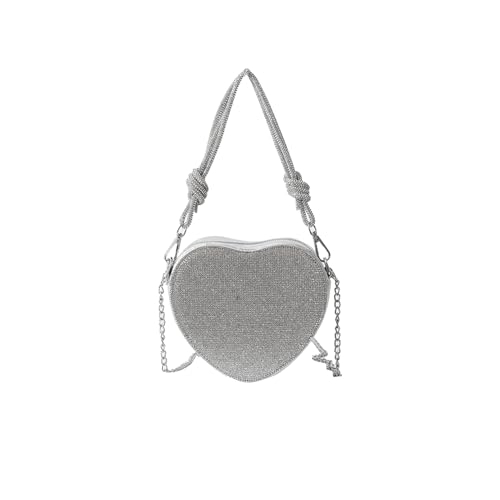 CORIOS Damen Herzform Abendtasche Strass Clutch Tasche Abnehmbarer Kette Handtasche Glitzer Schultertasche Elegant Umhängetasche Klein Tasche für Abendparty Hochzeit Silber CORIOS Damen Herzform Abendtasche Strass Clutch Tasche Abnehmbarer Kette Handtasche Glitzer Schultertasche Elegant Umhängetasche Klein Tasche für Abendparty Hochzeit Silber von CORIOS