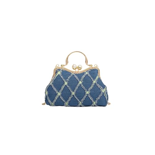 CORIOS Damen Jeans Abendtasche Strass Clutch Hochzeit Brautbörse Handtasche Perle Klein Tasche Glänzend Diamant Schultertasche Elegante Kette Umhängetasche Dunkelblau CORIOS Damen Jeans Abendtasche Strass Clutch Hochzeit Brautbörse Handtasche Perle Klein Tasche Glänzend Diamant Schultertasche Elegante Kette Umhängetasche Dunkelblau von CORIOS