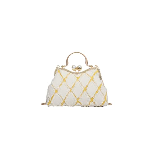 CORIOS Damen Jeans Abendtasche Strass Clutch Hochzeit Brautbörse Handtasche Perle Klein Tasche Glänzend Diamant Schultertasche Elegante Kette Umhängetasche Weiß CORIOS Damen Jeans Abendtasche Strass Clutch Hochzeit Brautbörse Handtasche Perle Klein Tasche Glänzend Diamant Schultertasche Elegante Kette Umhängetasche Weiß von CORIOS