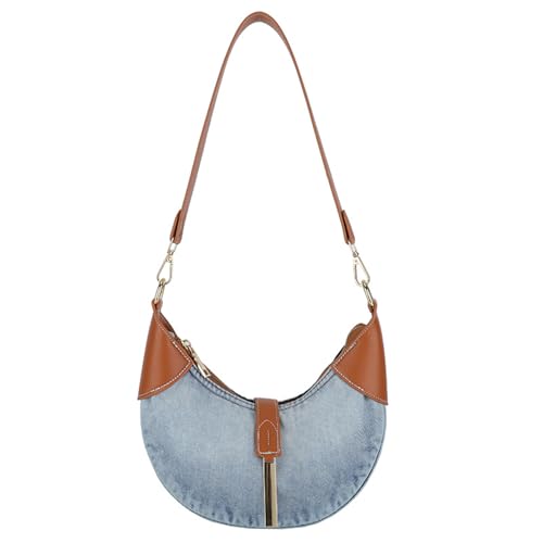 CORIOS Damen Jeans Schultertasche Retro Handtasche Elegant Henkeltaschen Leichtgewicht Unterarmtasche Mode Tragetasche Multifunktionale Tote Beutel für Reise Arbeit Shopper Alltag Blau von CORIOS