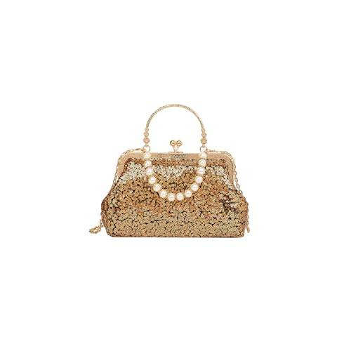 CORIOS Damen Pailletten Abendtasche Handgemachte Perle Clutch Tasche Hochzeit Brautbörse Handtasche Elegante Schultertasche Vintage Kette Umhängetasche Portemonnaie Tasche Gold CORIOS Damen Pailletten Abendtasche Handgemachte Perle Clutch Tasche Hochzeit Brautbörse Handtasche Elegante Schultertasche Vintage Kette Umhängetasche Portemonnaie Tasche Gold von CORIOS